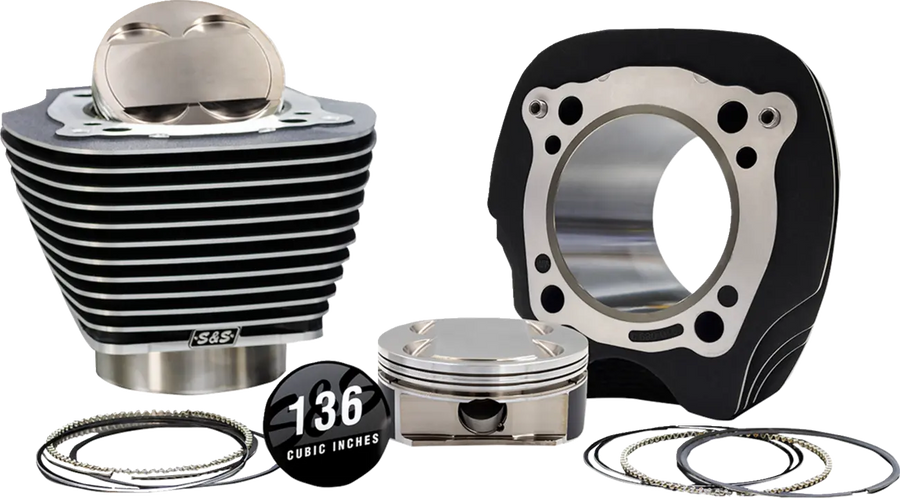 Harley-Davidson FLFBS 1923 Softail Fat Boy 117 [2025] - 132" Hochverdichtungs- / 136" Big Bore Kit – Oberfläche: Hervorgehobene Lamellen, Black Granite – Merkmal: +8,5 cm³ Kuppelvolumen – Bild 1