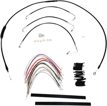 harley davidson flhtcu [BURLY BRAND] - Complete Black Vinyl Handlebar Cable/Line Kit for Ape Hanger