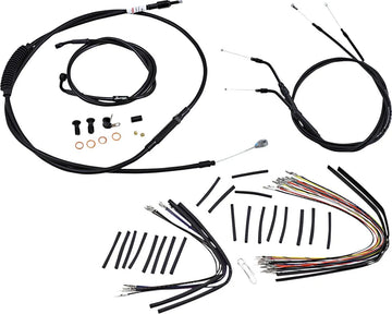 harley davidson fxdwg [BURLY BRAND] - Complete Black Vinyl Handlebar Cable/Line Kit for Ape Hangers