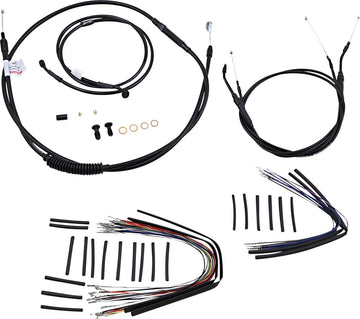 harley-davidson street bob [BURLY BRAND] - Complete Black Vinyl Handlebar Cable/Line Kit for Ape Hangers - 0