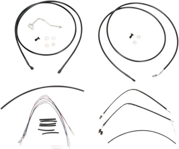 harley-davidson ultra limited [BURLY BRAND] - Complete Black Vinyl Handlebar Cable/Line Kit for Ape Hangers