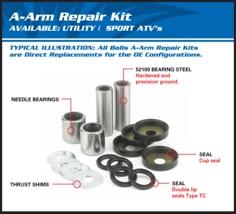 Yamaha Yfs 200 Blaster [ALL BALLS] - CONVERSION KIT A-ARM LOWER ALL BALLS/UPPER ALL BALLS ALL BALLS