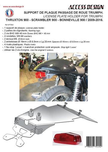 Triumph Bonneville 900 T 100 ABS [2017-2021] - Kennzeichenhalter Radlauf schwarz Triumph Bonneville 900