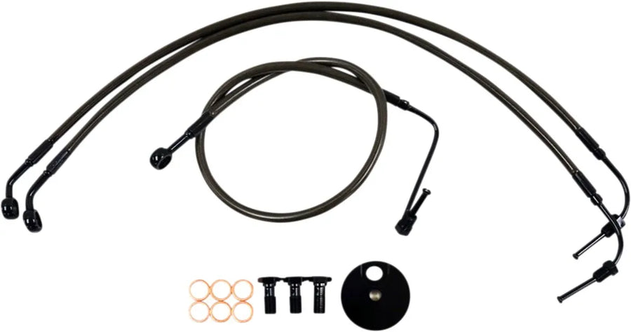 harley davidson fxdrs 114 [LA CHOPPERS] – Midnight Braided Brake Line Kit