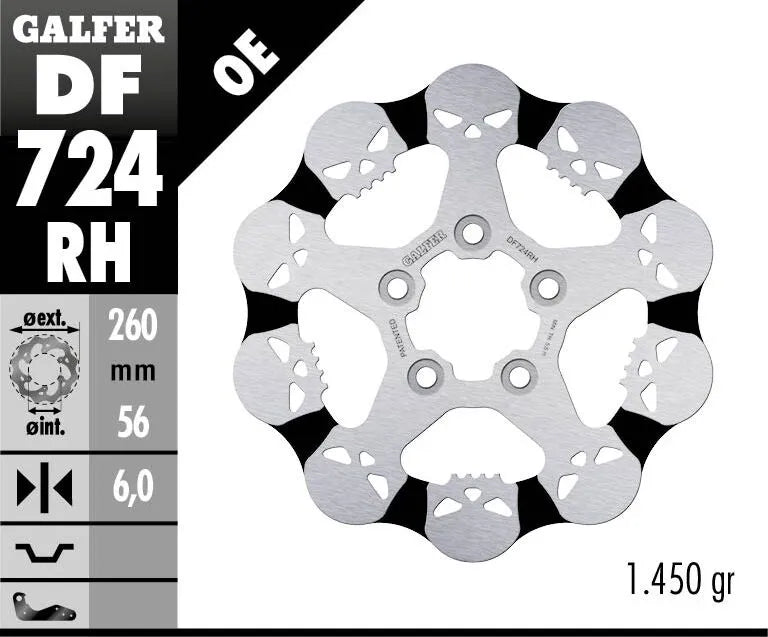 Harley-Davidson Xl 883 R Roadster [2009-2010, 2013] - Fester Bremsscheibe Skull – Bild 2