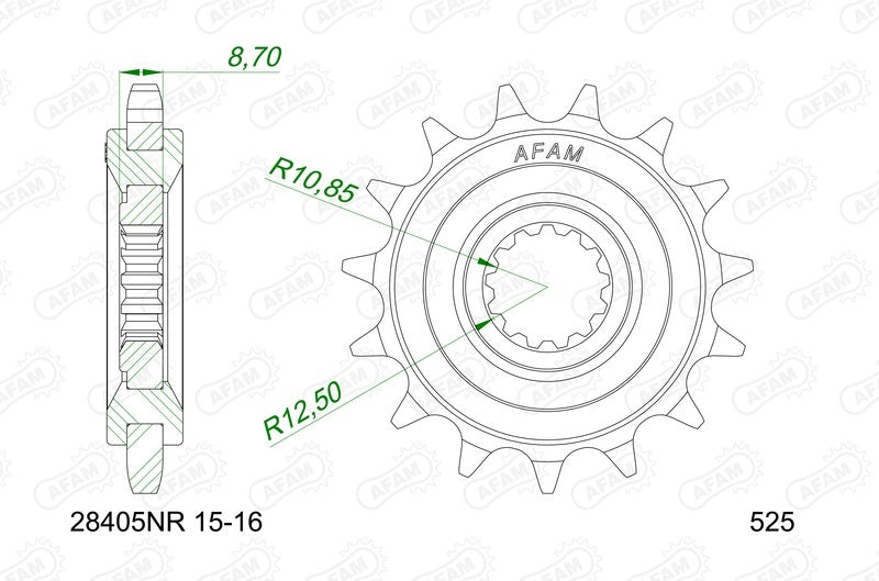 Kawasaki Versys 1100 S [2025-2026] - Kettenkit 525 XHR4 - 15/42-116 - Standard Kettenrad Stahl