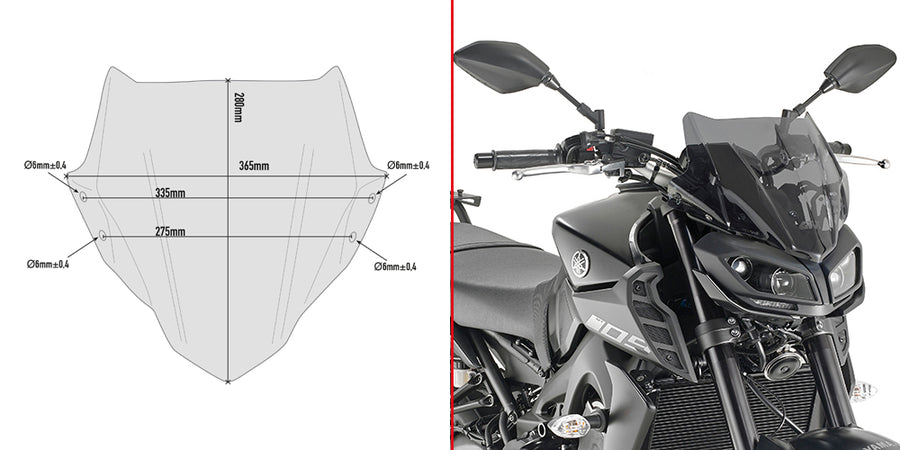 YAMAHA MT 09 MT 09 SP MT 09 TRACER [2017-2020] - Specific windshield