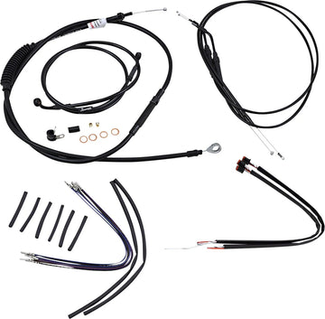 harley davidson sportster 883 iron xl [BURLY BRAND] - Complete Black Vinyl Handlebar Cable/Line Kit for Ape Hangers