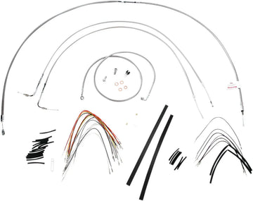 harley davidson flstc [BURLY BRAND] - Complete stainless steel handlebar cable/brake line kit