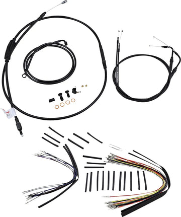 harley davidson flstf [BURLY BRAND] - Complete Black Vinyl Handlebar Cable/Line Kit for Ape Hanger - 0