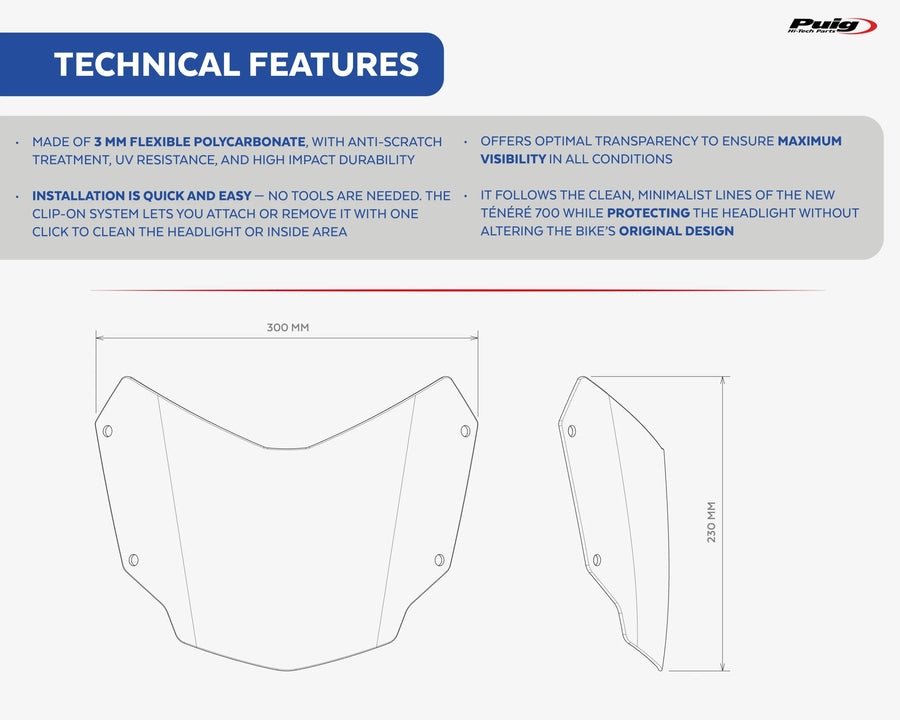 YAMAHA TENERE 700 RALLY EDITION [2025] – Headlight protector – Transparent