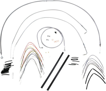 harley davidson flstc [BURLY BRAND] - Complete stainless steel handlebar cable/brake line kit
