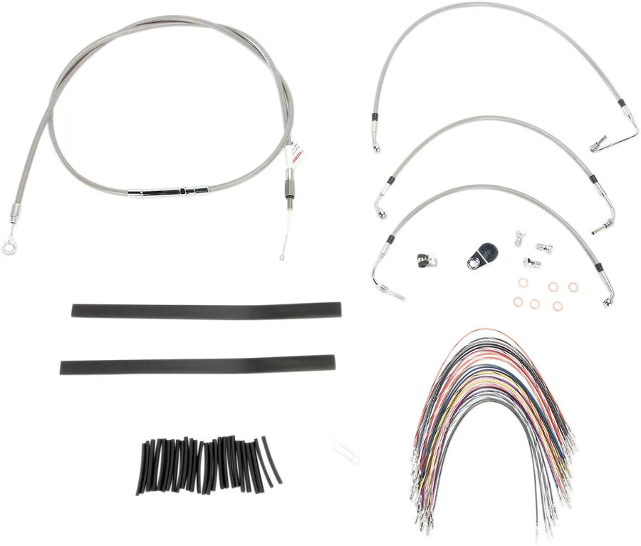 harley davidson flhtc [BURLY BRAND] - Complete stainless steel handlebar cable/brake line kit