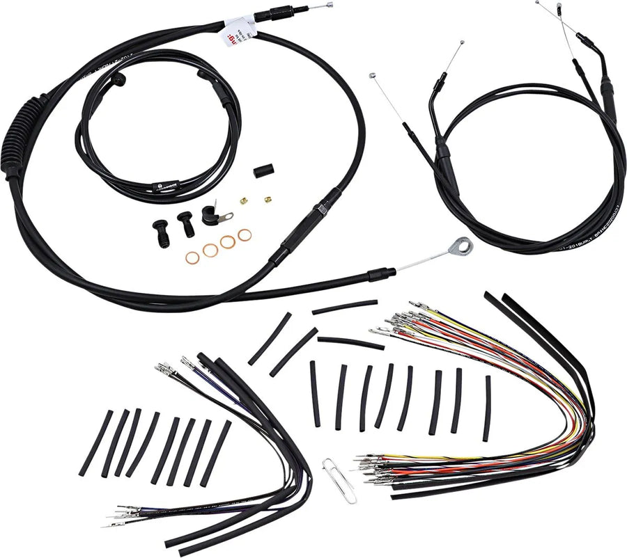 harley davidson fxdwg [BURLY BRAND] - Complete Black Vinyl Handlebar Cable/Line Kit for Ape Hangers