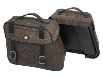 Motorcycle bag [Hepco & Becker] - leather bag set Rugged Cutout 19 L incl. quick release - cutout