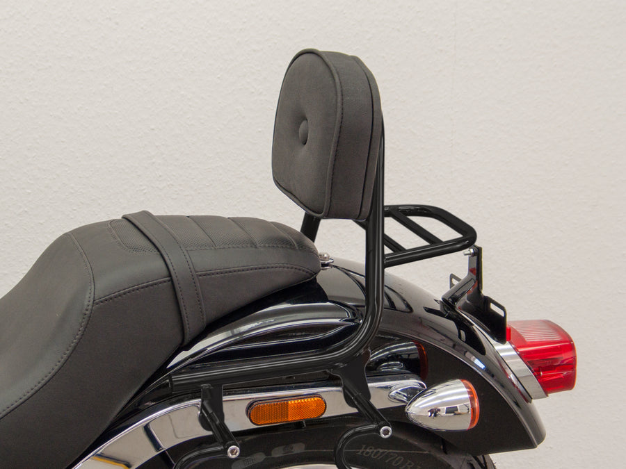 Harley Davidson Softail Low Rider (Milwaukee -Eight 107/114) [2018] - Sissy Bar from pipe with pillow and luggage rack, black