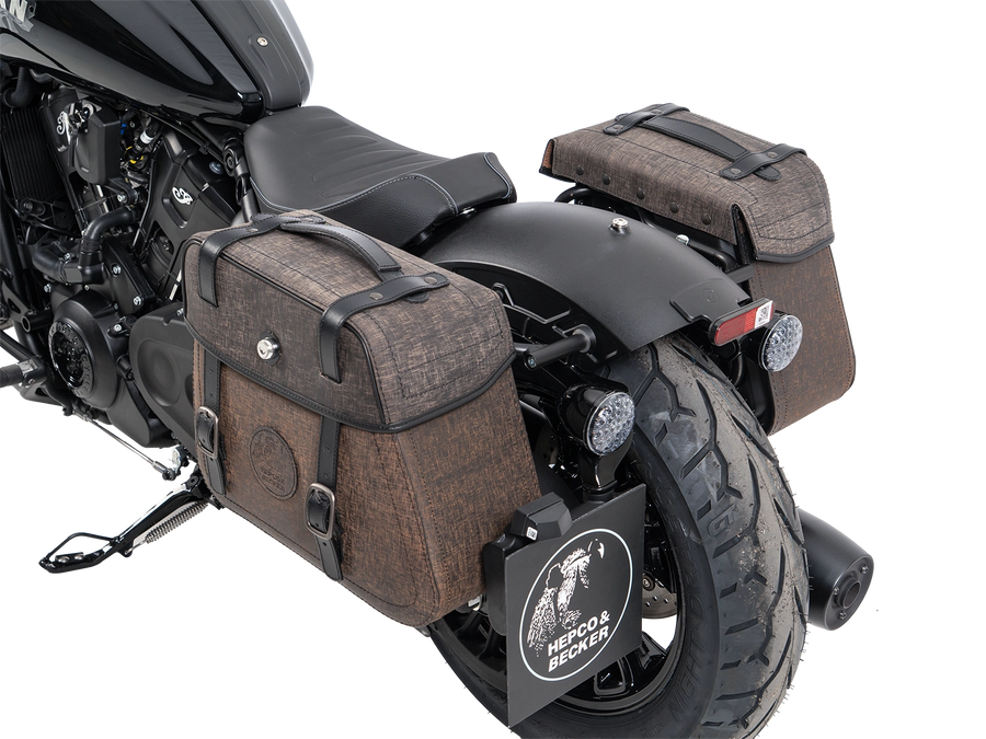 Indian 101 Scout [2025-2026] - Set: Ledertaschenhalter Cutout schwarz inkl. Rugged Ledertaschen braun