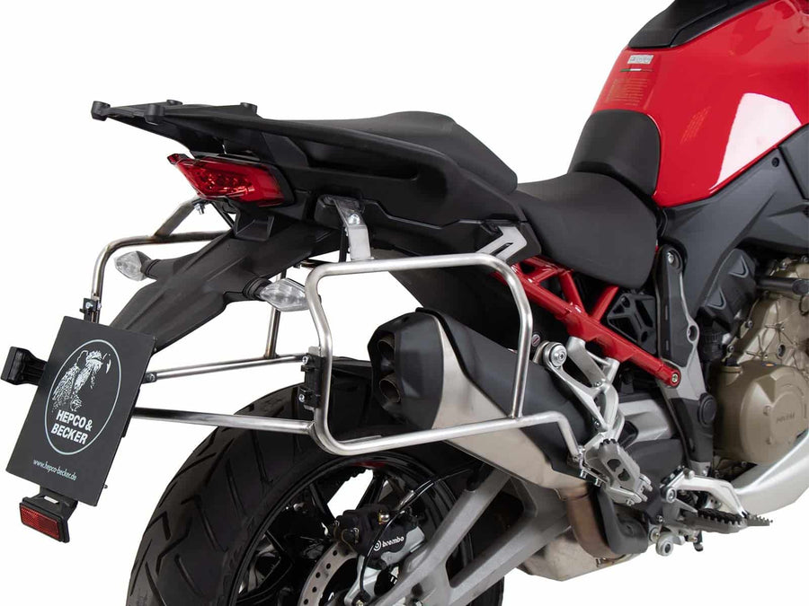 Ducati Multistrada V4 [2025-2026] - pannier rack set Cutout stainless steel incl. Xplorer Cutout silver pannier set