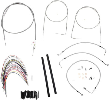harley davidson flhri [BURLY BRAND] - Complete stainless steel handlebar cable/brake line kit