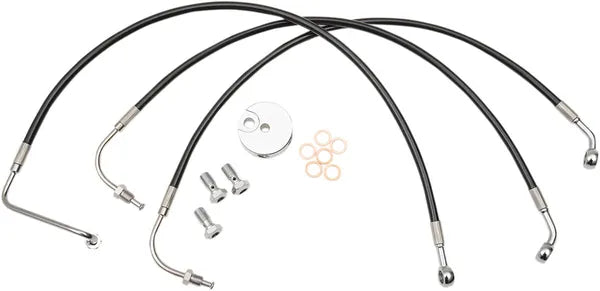Harley Davidson Flhri [LA CHOPPERS] – Schwarzes Geflochtenes Bremsleitungs-Kit