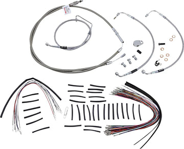 harley davidson flhtc [BURLY BRAND] - Complete stainless steel handlebar cable/brake line kit