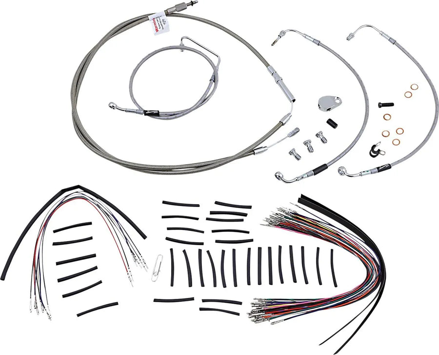 harley davidson flhtc [BURLY BRAND] - Complete stainless steel handlebar cable/brake line kit