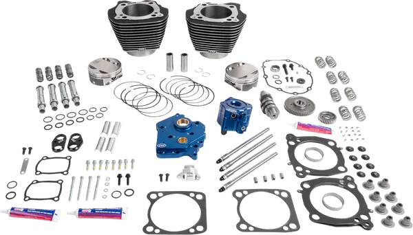 Harley-Davidson FLHCS 1923 Softail Heritage Classic 117 [2026] - 132" Power Package Motorleistungs-Kit – Oberfläche: Schwarz, Hervorgehobene Lamellen – Bild 2