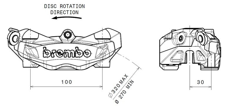 Hyperstrada 821 [BREMBO] - M4 brake caliper front left black Ø32mm