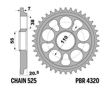Ducati Hypermotard 1100 [PBR] - Sprocket steel reinforced - 525