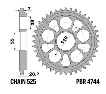 Ducati Hypermotard 939 [PBR] - Sprocket steel reinforced - 525