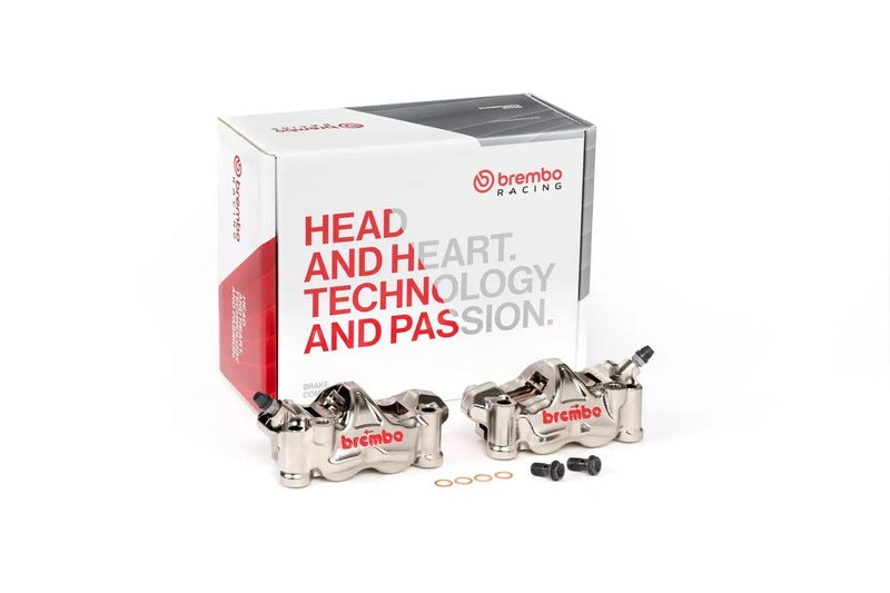 Ducati Hypermotard 1100 [BREMBO RACING] - Pair of GP4RX - 1mm brake calipers (CNC machined - chrome plated) (with pads)