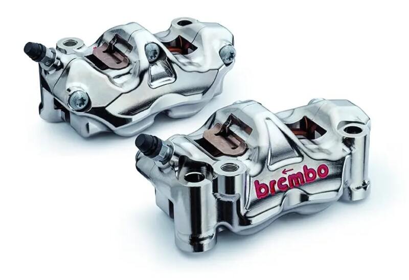 Ducati Hypermotard 1100 [BREMBO RACING] - Pair of GP4RX - 1mm brake calipers (CNC machined - chrome plated) (with pads)