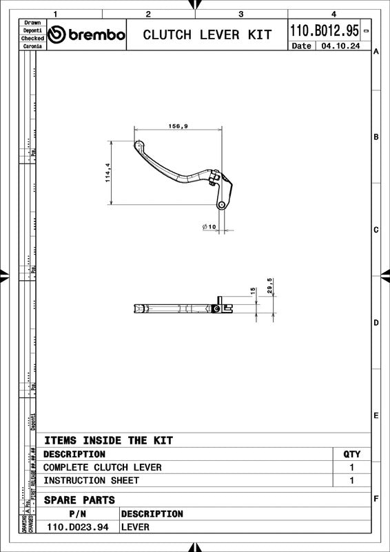 Aprilia Tuono V4 R [BREMBO RACING] - UPGRADE RCS Style clutch lever
