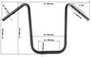 Yamaha Xvs 1100 Drag Star [HIGHWAY HAWK] - Bad Hawk 1 inch handlebar with 3 holes, 845mm wide 370mm high, chrome