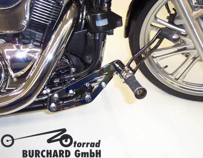 Kawasaki Vn 900 Cla [BURCHARD EXCELLENCE] - forward footrest system with ABE, +17 cm, Kawasaki VN 900 Classic /Custom, Sundance smooth, glossy black