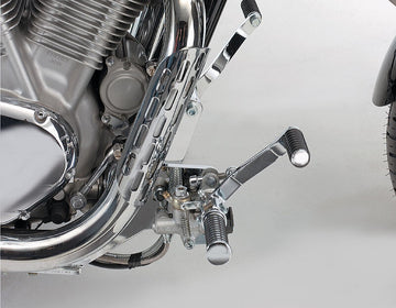 Suzuki Vs 1400 Intruder [BURCHARD EXCELLENCE] - forward footrest system with parts certificate, +25 cm, Suzuki VS 1400 Intruder, Sundance smooth, glossy black