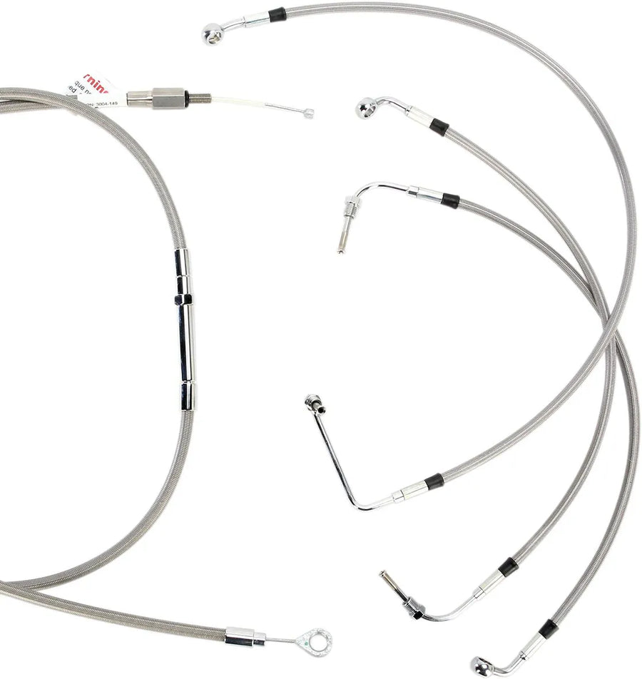 harley davidson flhtc [BURLY BRAND] - Complete stainless steel handlebar cable/brake line kit