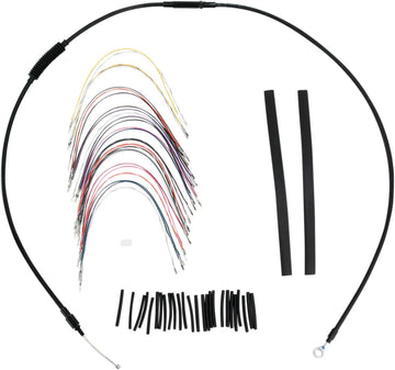 harley davidson flhtc [BURLY BRAND] - Complete Black Vinyl Handlebar Cable/Line Kit for Ape Hanger