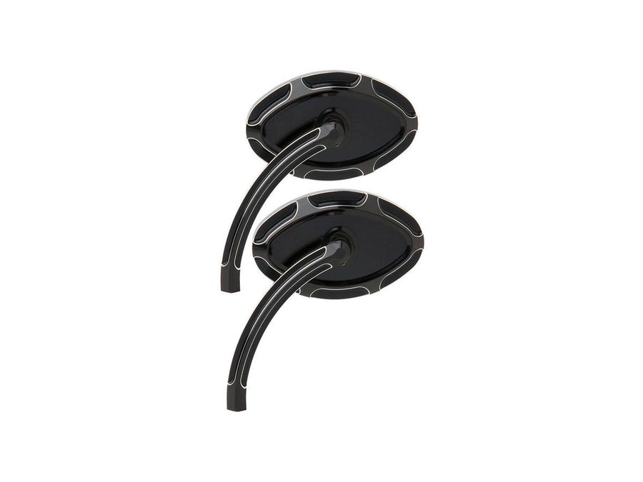 Harley Davidson-beveled cat eye mirror short stem black anodized