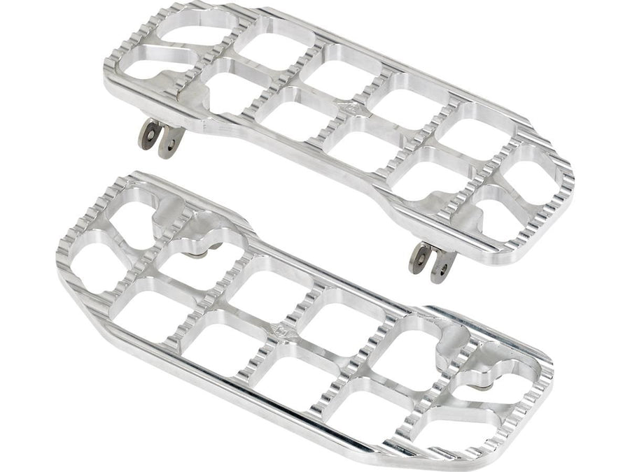 Harley Davidson Touring [1985-2025]-corrugated footrests silver, raw