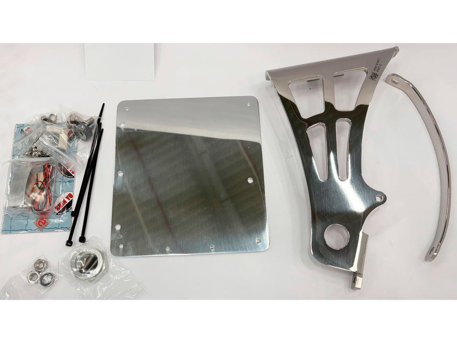 Harley Davidson - side assembly license plate holder, stainless steel, polished 180x200 ABE
