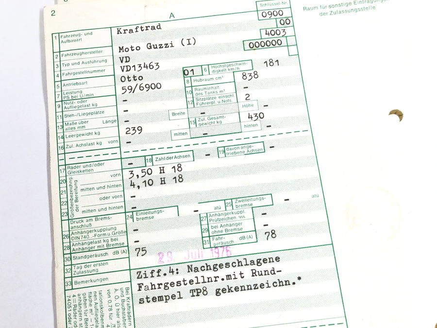Moto Guzzi 850-T3 VD [1979] - Frame with papers