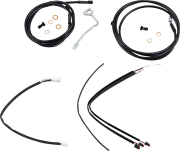 harley davidson flhrxs [BURLY BRAND] - Complete Black Vinyl Handlebar Cable/Line Kit for Ape Hanger