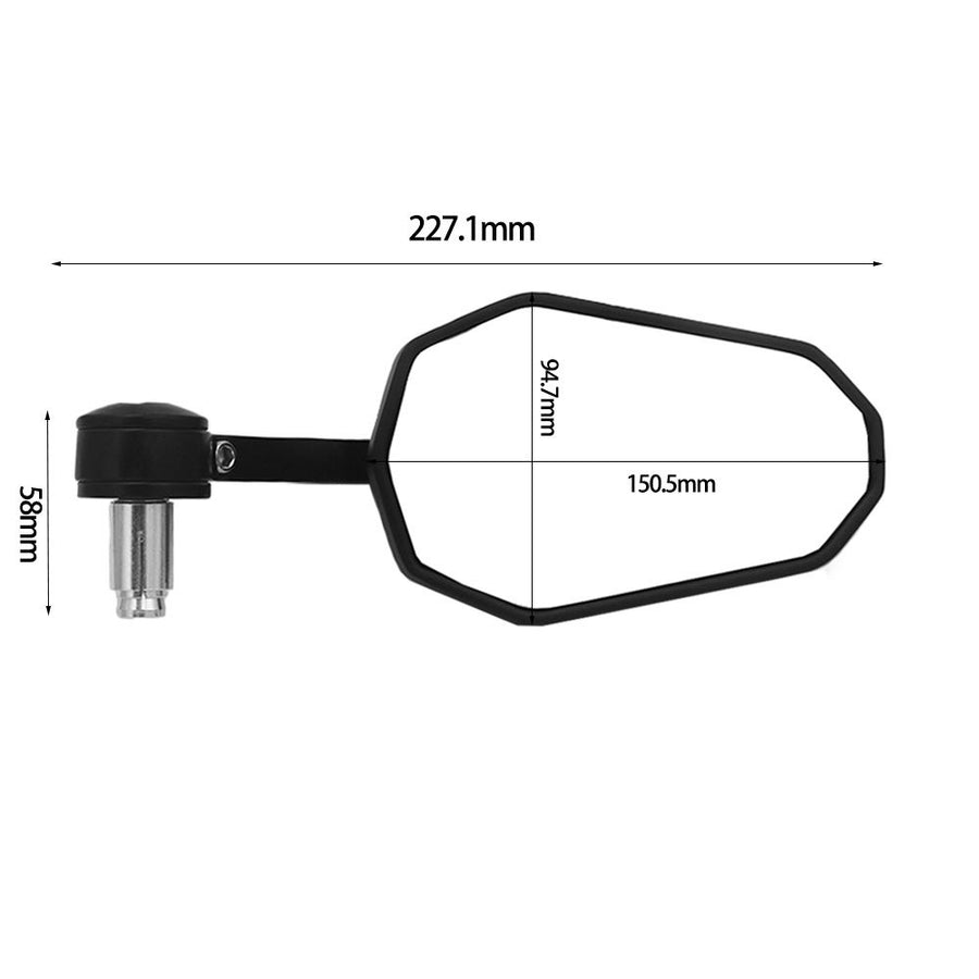 Handlebar end mirror 2 pieces [E-mark] - universal mirror front view