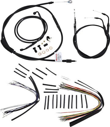 harley davidson flstc [BURLY BRAND] - Complete Black Vinyl Handlebar Cable/Line Kit for Ape Hanger - 0
