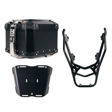 BMW R 1300 GS [2024–2026] - Atlas 44L Universal-Aluminium-Topcase + Gepäckträger hinten mit Beifahrergriffen (schwarze Farbe)