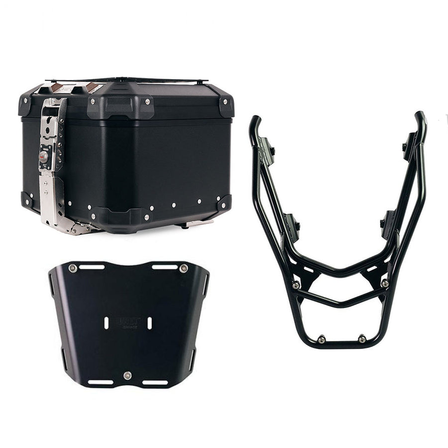 BMW R 1300 GS [2024–2026] - Atlas 44L Universal-Aluminium-Topcase + Gepäckträger hinten mit Beifahrergriffen (schwarze Farbe)