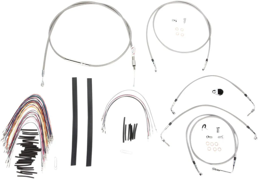 harley davidson flhtc [BURLY BRAND] - Complete stainless steel handlebar cable/brake line kit