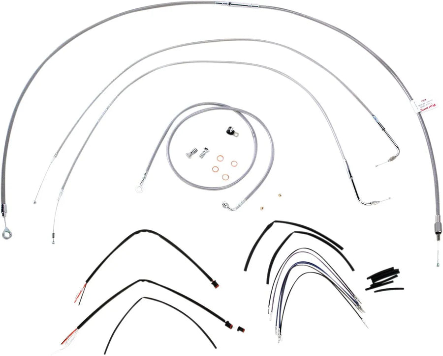 harley davidson flstc [BURLY BRAND] - Complete stainless steel handlebar cable/brake line kit