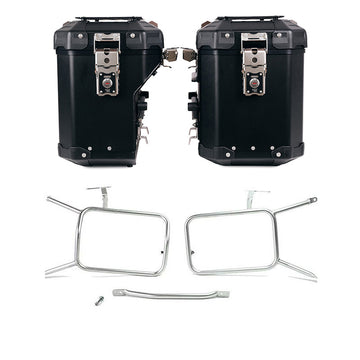 BMW R nineT 1200 Urban G/S (niedriger Auspuff) [2017-2023] - Atlas Aluminium-Seitenkoffer-Set 48L+41L + Rahmen für Taschen aus Aluminium Atlas NineT